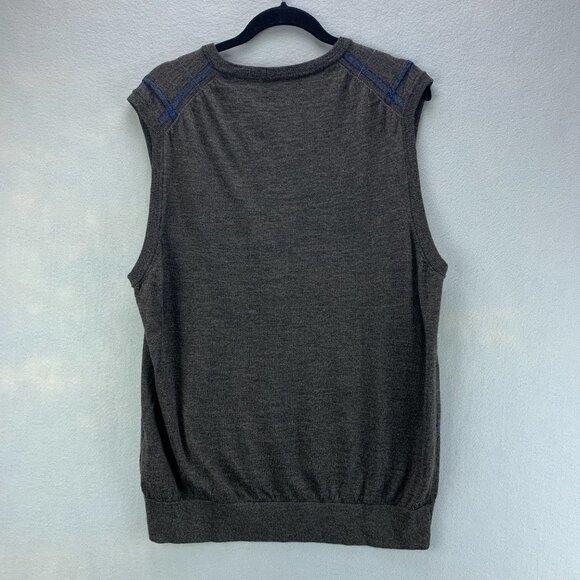 Brooks Brothers Mens Sweater Vest Extra Large Pullover Merino Wool Gray Blue - Picture 4 of 12